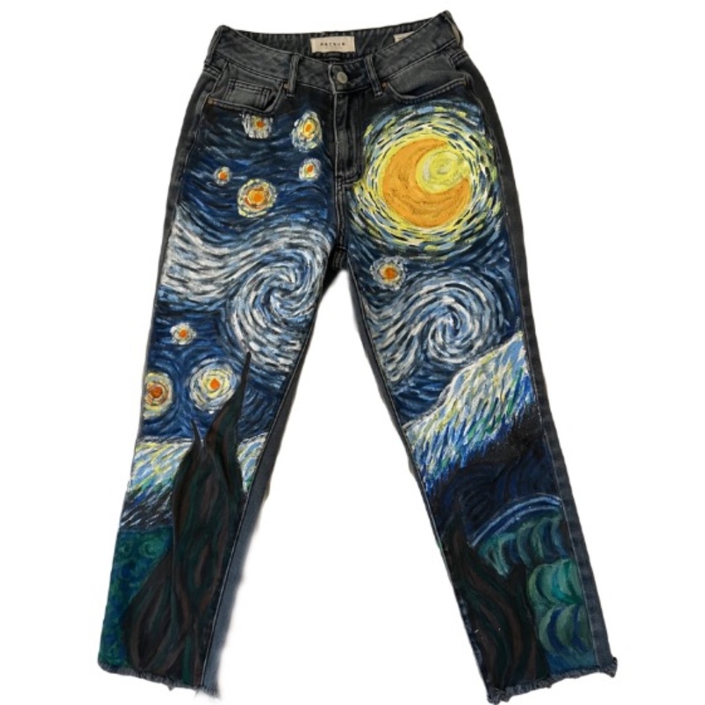 Hand-Painted Starry Night Pants